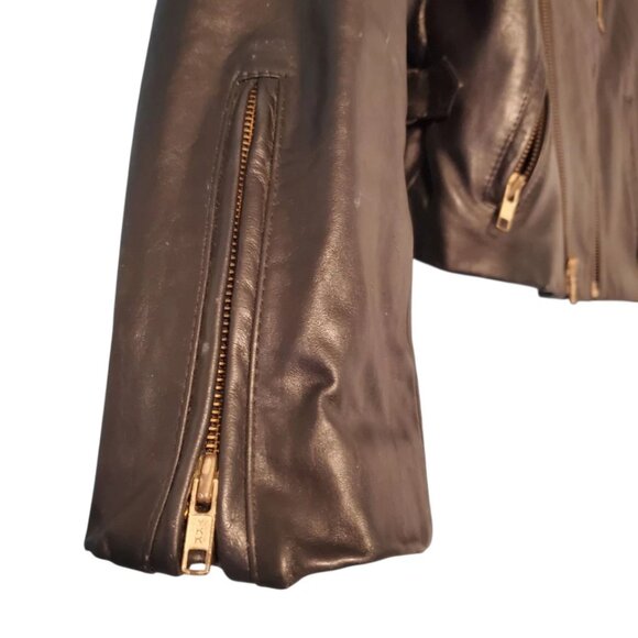 Vintage 80s 90s Wilsons Black Leather Cropped Biker Punk Moto Jacket Sz M - Picture 7 of 16